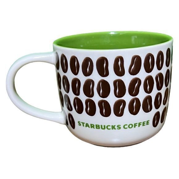 Strabucks Other - Starbucks 2009 Coffee Bean Bone China Ceramic Mug Green/White‎